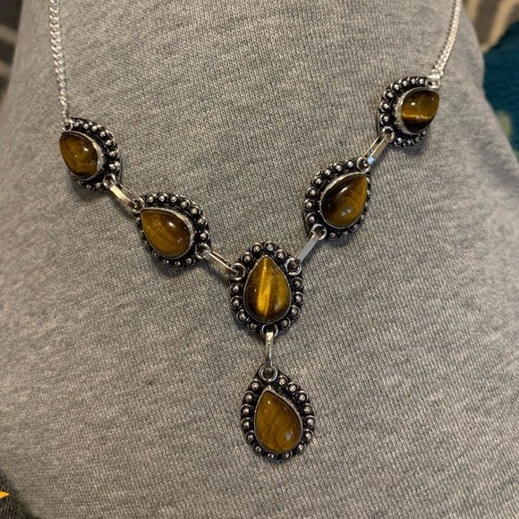 Jewelry - TIGER EYE SILVER NECKLACE BRAND NEW!!!
Stunningly beautiful